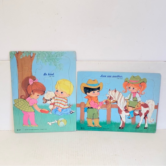 Vintage 1972 Standard Publishing Frame Tray Religious Childrens Puzzles Set of 2 - Picture 1 of 8